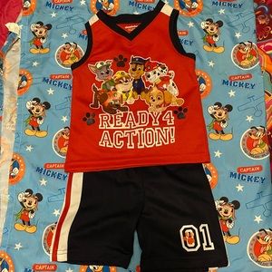 2T Paw Patrols short set, Red and black
